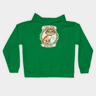 Cute Yellow Tabby Kitty and green wreath Cats are Amazing Kids Hoodie